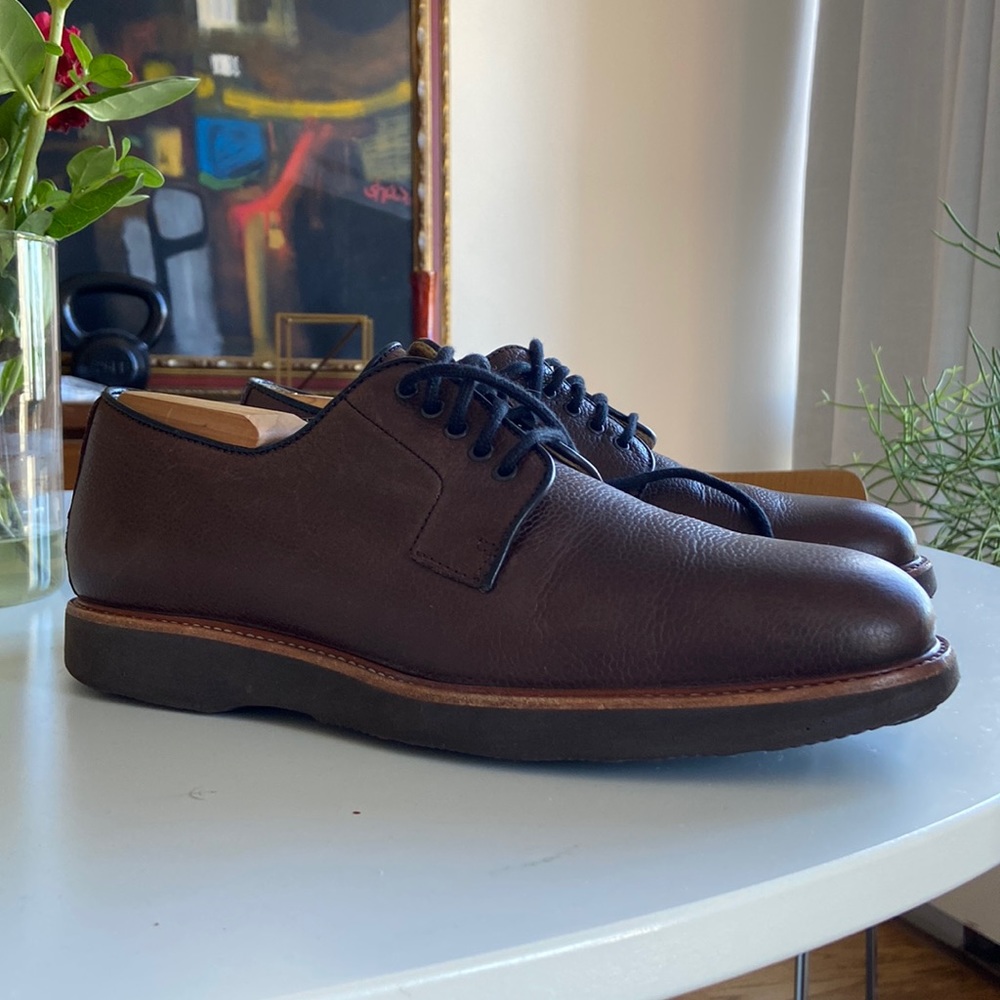 Samuel Hubbard Highlander lace up Derby in Brown Pebble Grain